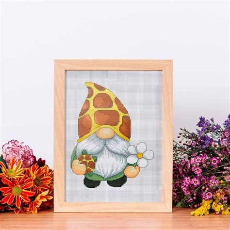 Turtle Gnome Cross Stitch Cross Stitch Pattern Summer Cross Stitch