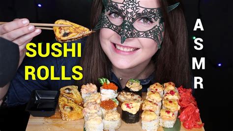 АСМР Мукбанг СУШИ РОЛЛЫ ЗВУКИ ЕДЫasmr Mukbang 건조 Sushi Rolls Eating