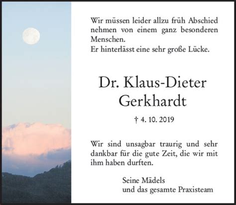 Traueranzeigen Von Klaus Dieter Gerkhardt Vrm Trauerde