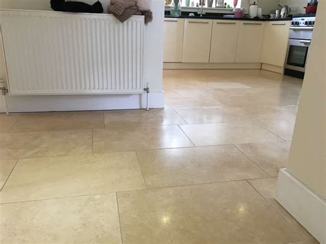 Dull Travertine Floor Cleaned And Sealed In Cobham Stone Cleaning And