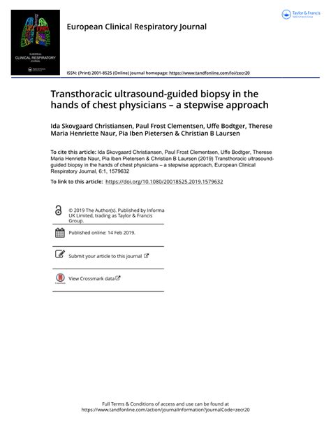 Pdf Transthoracic Ultrasound Guided Biopsy In The Hands Of Chest Physicians A Stepwise Approach