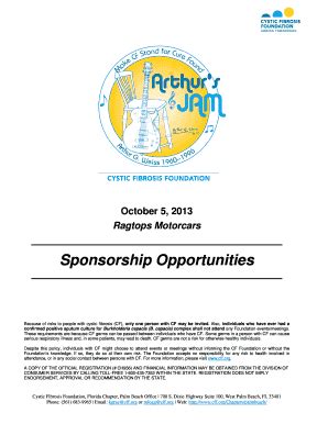 Fillable Online Cff Jam Sponsorship Packet Commitment Form Cff Fax