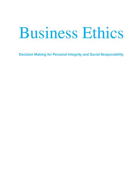 Solution Business Ethics Decision Making For Personal Integrity Amp