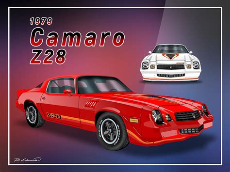 Z Camaro Red And White Painting By Rudy Edwards Fine Art America