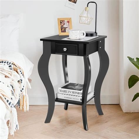 Giantex Table De Chevet Avec Tiroir Tages Table Dappoint De Nuit