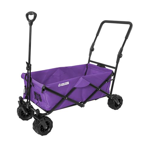 buy purple wide wheel wagon  terrain folding collapsible utility
