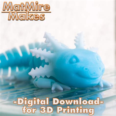 Articulated Axolotl Stl Digital File Print In Place Body Etsy