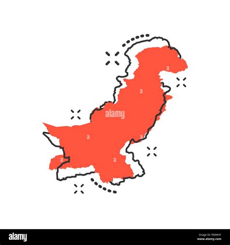 Vector Cartoon Pakistan Map Icon In Comic Style Pakistan Sign