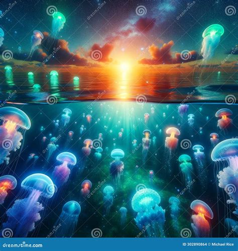 Bioluminescent Magic Ai Crafted Underwater Ocean Landscape With