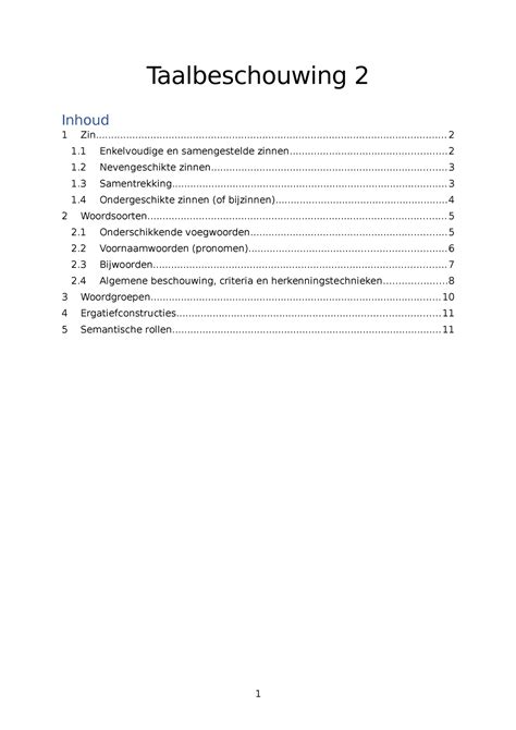 Samenvatting Taalbeschouwing Inhoud Taalbeschouwing Studocu