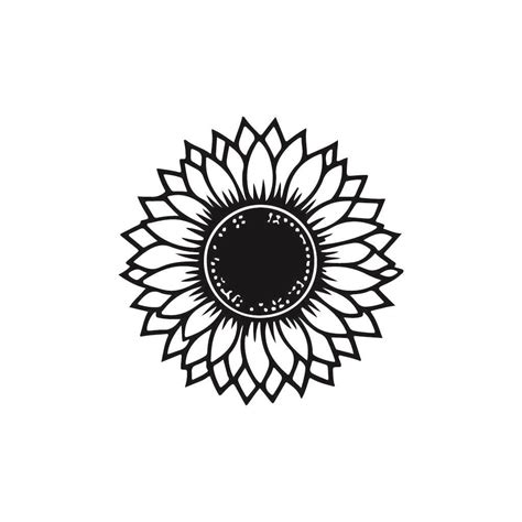 Free Sunflower Vector SVG Black And White SVG Vector File For Laser