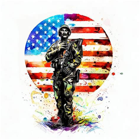 Premium AI Image | A drawing of a soldier with the american flag on it.