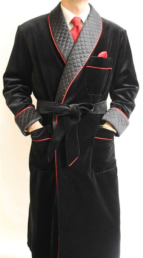 Cotton Velvet Classic Dressing Gown For Man Fully Lined In Bemberg With