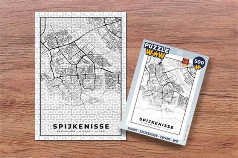 Puzzel Kaart Spijkenisse Zwart Wit Legpuzzel Puzzel