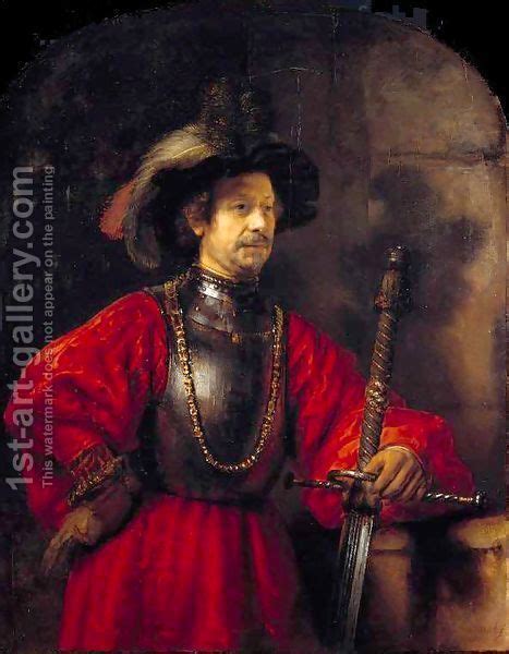 Portrait Of A Man In Military Dress Painting By Rembrandt Reproduction