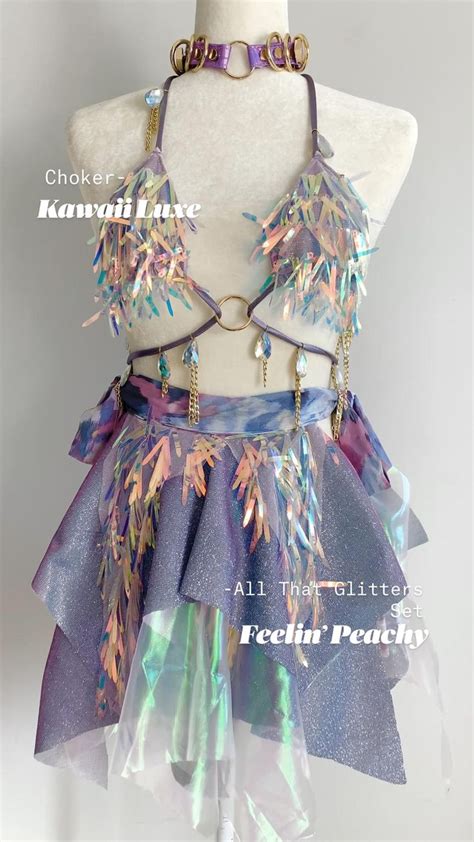 Iridescent Sequin Rave Outfit Purple Lilac Festival Outfit Set Inspo