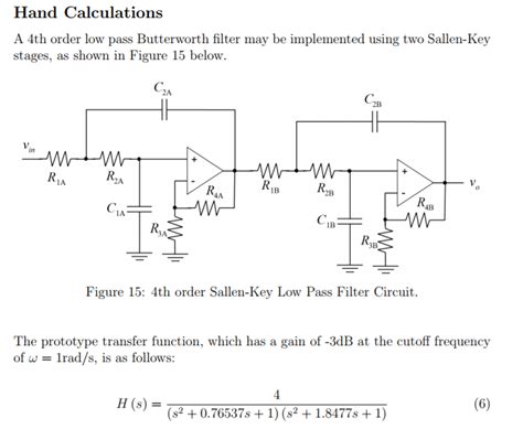 Solved Hand Calculations A Th Order Low Pass Butterworth Chegg