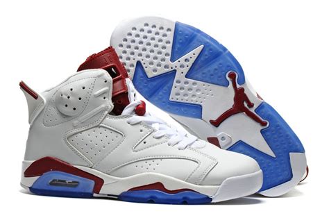 New Air Jordan 6 White Wine Red Blue Sole Shoes 16og72526 7600