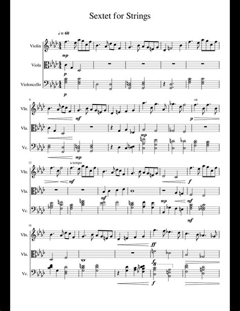 Sextet For Strings Sheet Music For Violin Viola Cello Download Free In Pdf Or Midi