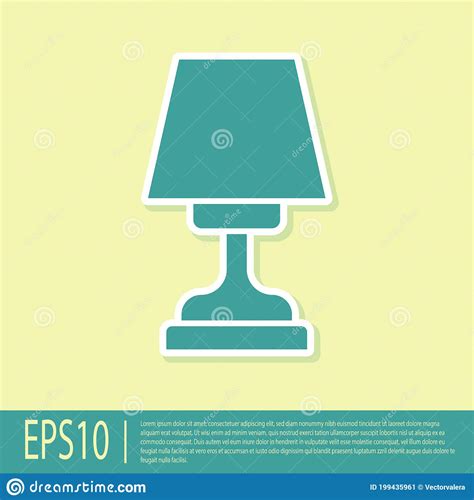 Green Table Lamp Icon Isolated On Yellow Background Vector Stock