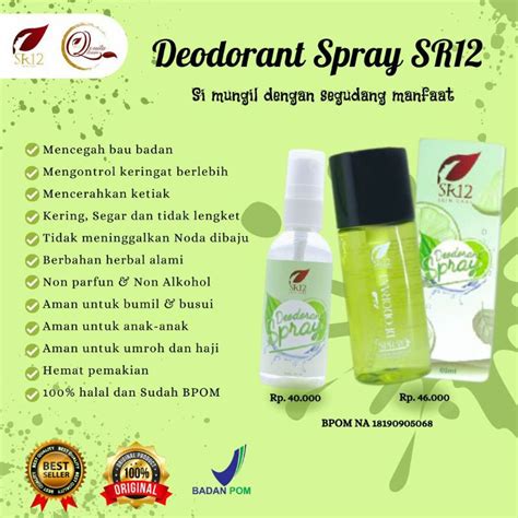 Jual Deodorant Spray Sr Deo Tawas Deodoran No Alkohol Shopee Indonesia