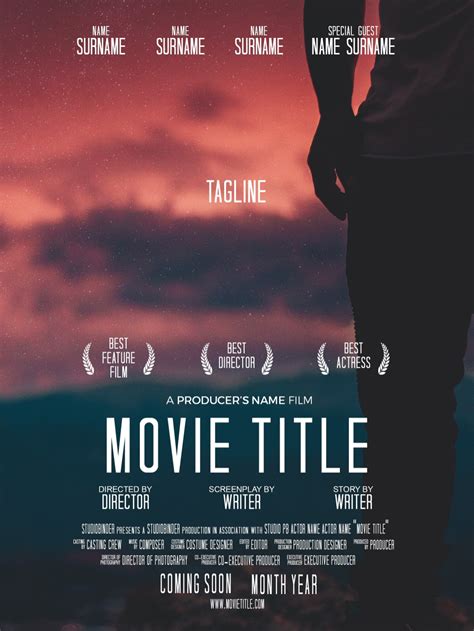 A Movie Poster With The Words Movie Title In Front Of An Image Of A Man