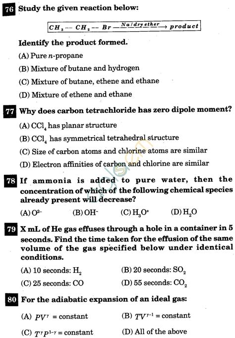 Nstse Solved Question Paper For Class Xi Pcm Chemistry