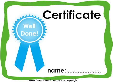 Well done certificate - Website