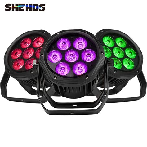 SHEHDS 8PCS Professional Aluminum IP65 Waterproof 7x18W RGBWA UV LED