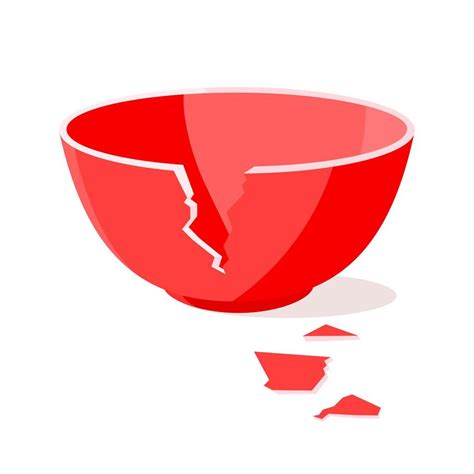 Red broken bowl flat style design vector illustration isolated on white background. 7687632 ...