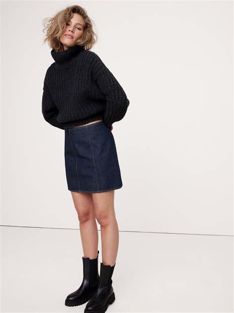 Paneled Denim Mini Skirt Banana Republic