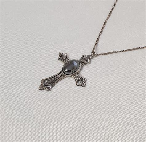 Nostalgischer Anhänger Kreuz Silber 925 Hämatit Design Vintage Etsy