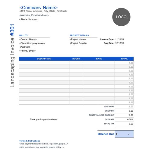 40 Printable Landscaping Invoice Templates And Examples