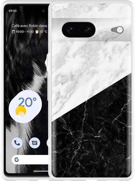 Hoesje Geschikt Voor Google Pixel 7 Zwart Wit Marmer Bol