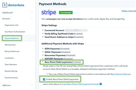 How Do I Enable Uk Direct Debit On Donorbox Dashboard Donorbox