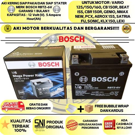 Jual Aki Motor Pcx 150 Nmax New Aerox 155 Lexi Adv 150 Rbtz 6v Bosch Agm Mf Shopee Indonesia