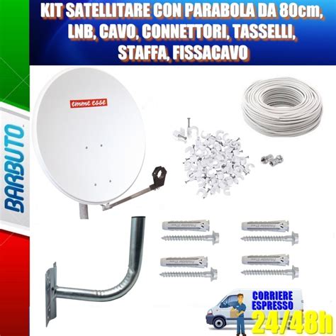 Kit Satellitare Parabola Da Cm Lnb Cavo Connettori Supporto