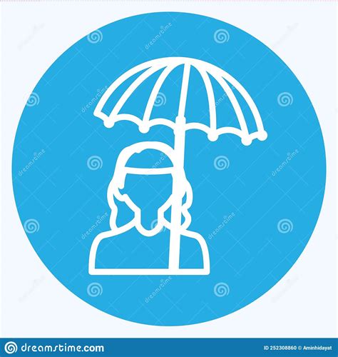 Holding Umbrella Icon In Trendy Blue Eyes Style Isolated On Soft Blue