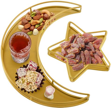 Buy Moon Star Shaped Ramadan Tray 2 PCS Ramadan Metal Serving Dishes