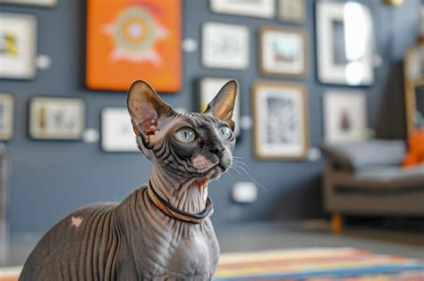 Premium Photo Elegant Sphynx Cat With Captivating Eyes Sitting