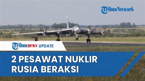 Gagahnya 2 Pesawat Pengebom Nuklir Tu 95MS Rusia Meluncur Dan Terbang