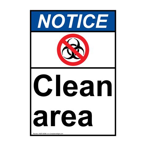 Vertical Clean Area Sign Ansi Notice Housekeeping