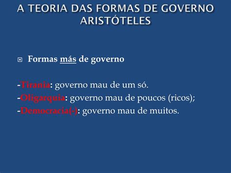 Ppt A Teoria Das Formas De Governo Arist Teles Powerpoint