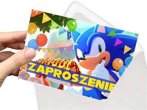 ZAPROSZENIE SONIC SZYBKI JEŻ NA URODZINY DZIECKA KOPERTA GRATIS