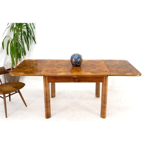 Swedish Mid Century Modern Burl Wood Refectory Extending Dining Dinette Table Chairish