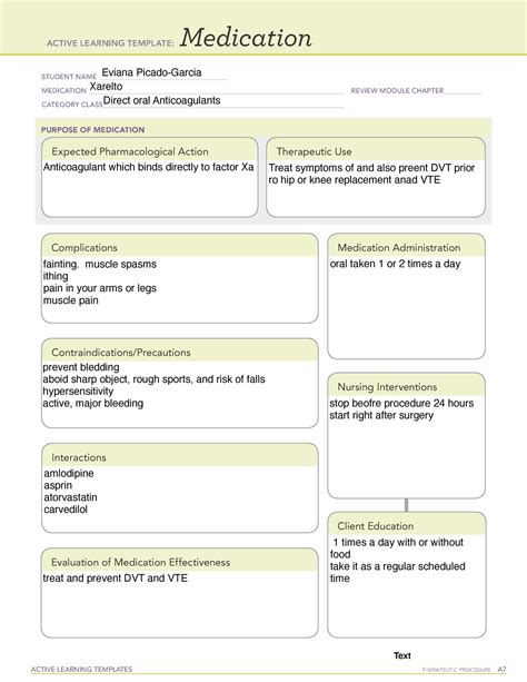 Xarelto Med Active Learning Template Medication Copy Active