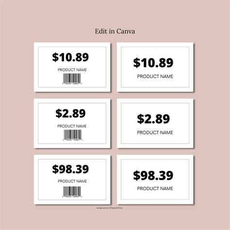 Shelf Pricing Tags Editable Canva Template Retail Price Tags Custom