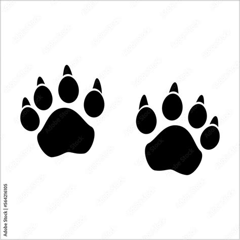 Cat paw print. A pair of cat paws. Black and white isolated in ...