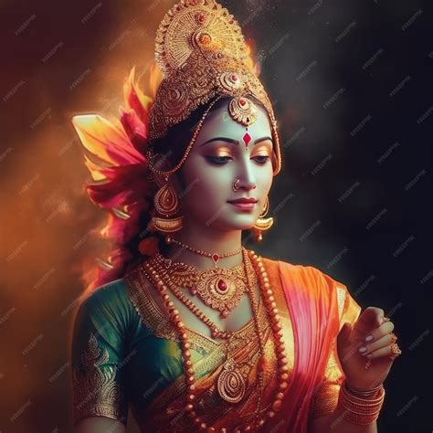 Maha Lakshmi Images Download Mah Laxmi Goddess On Lotus Images Generative Ai Premium Ai