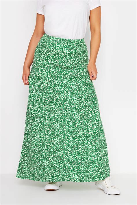 Mandco Green Ditsy Floral Print Maxi Skirt Mandco